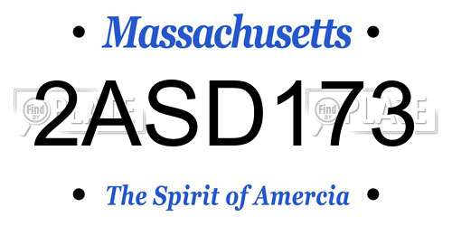 2ASD173 Massachusetts License Plate