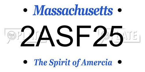 2ASF25 Massachusetts License Plate