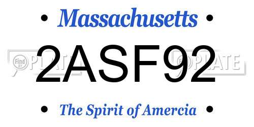 2ASF92 Massachusetts License Plate