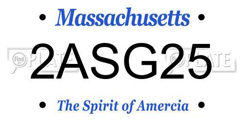 2ASG25 Massachusetts License Plate