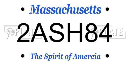2ASH84 Massachusetts License Plate
