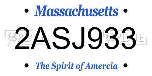 2ASJ933 Massachusetts License Plate