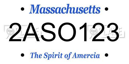 2ASO123 Massachusetts License Plate