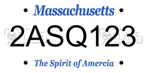 2ASQ123 Massachusetts License Plate