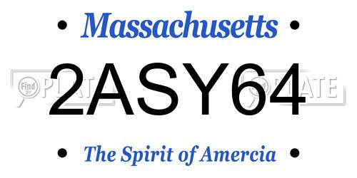 2ASY64 Massachusetts License Plate