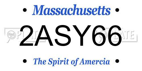 2ASY66 Massachusetts License Plate