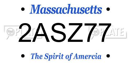 2ASZ77 Massachusetts License Plate