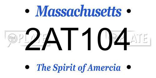 2AT104 Massachusetts License Plate