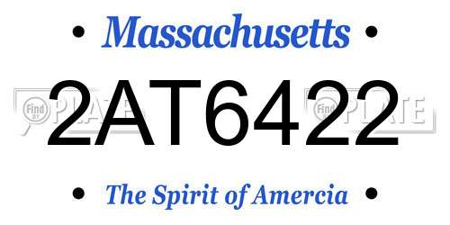 2AT6422 Massachusetts License Plate
