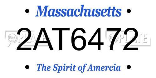 2AT6472 Massachusetts License Plate