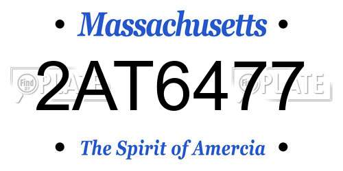 2AT6477 Massachusetts License Plate