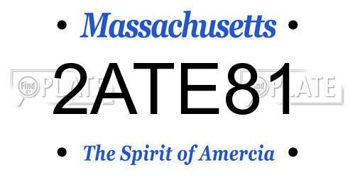 2ATE81 Massachusetts License Plate