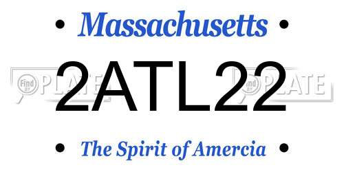 2ATL22 Massachusetts License Plate