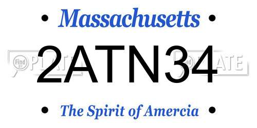 2ATN34 Massachusetts License Plate