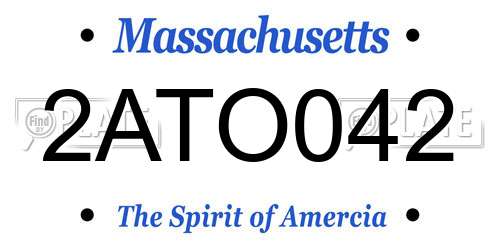 2ATO042 Massachusetts License Plate