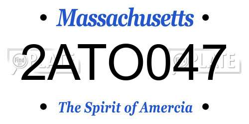 2ATO047 Massachusetts License Plate
