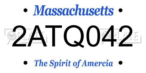 2ATQ042 Massachusetts License Plate