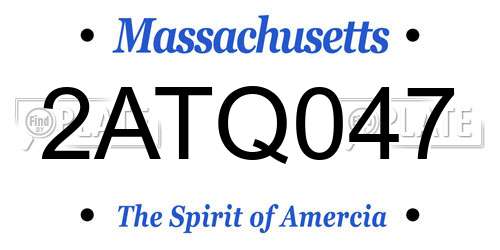 2ATQ047 Massachusetts License Plate