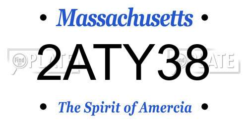 2ATY38 Massachusetts License Plate