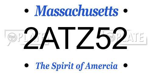 2ATZ52 Massachusetts License Plate