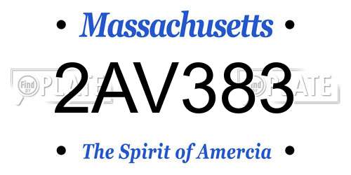 2AV383 Massachusetts License Plate