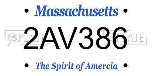 2AV386 Massachusetts License Plate