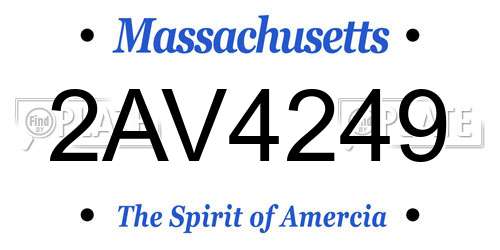 2AV4249 Massachusetts License Plate