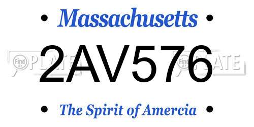 2AV576 Massachusetts License Plate