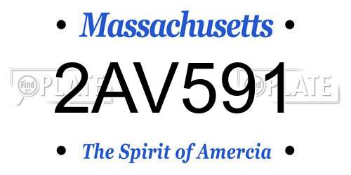 2AV591 Massachusetts License Plate
