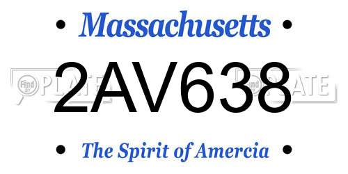 2AV638 Massachusetts License Plate