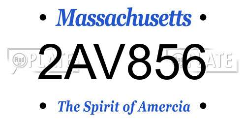2AV856 Massachusetts License Plate