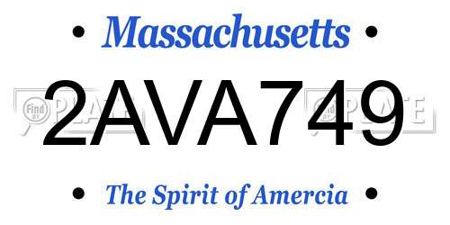 2AVA749 Massachusetts License Plate