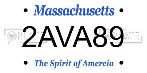 2AVA89 Massachusetts License Plate