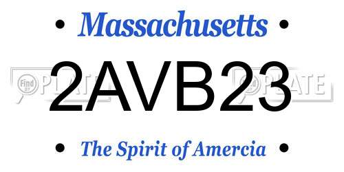 2AVB23 Massachusetts License Plate