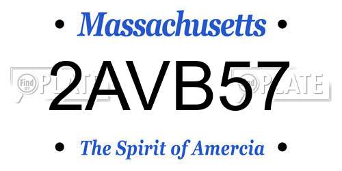 2AVB57 Massachusetts License Plate