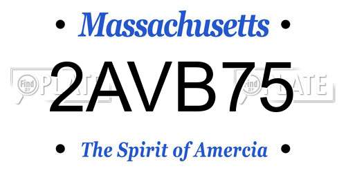 2AVB75 Massachusetts License Plate