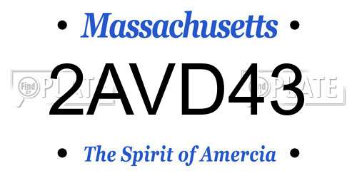 2AVD43 Massachusetts License Plate