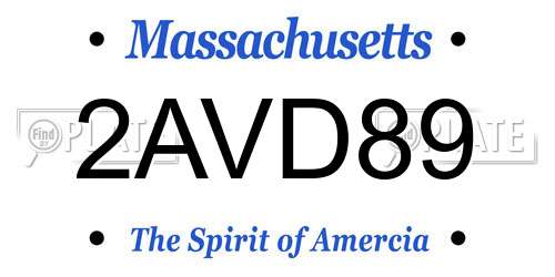 2AVD89 Massachusetts License Plate