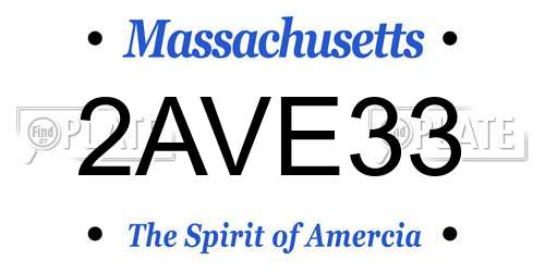 2AVE33 Massachusetts License Plate
