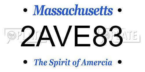 2AVE83 Massachusetts License Plate