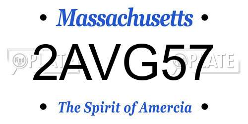 2AVG57 Massachusetts License Plate