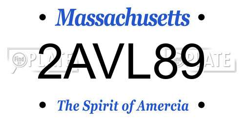 2AVL89 Massachusetts License Plate
