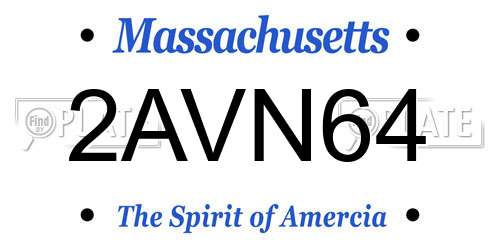 2AVN64 Massachusetts License Plate