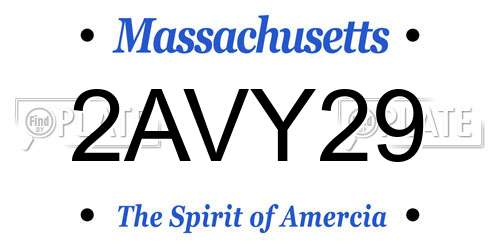 2AVY29 Massachusetts License Plate