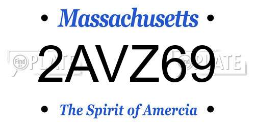 2AVZ69 Massachusetts License Plate
