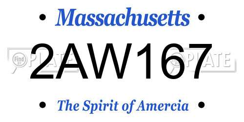 2AW167 Massachusetts License Plate