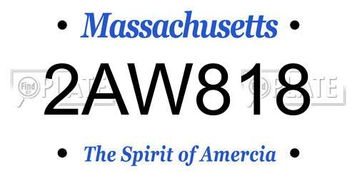 2AW818 Massachusetts License Plate
