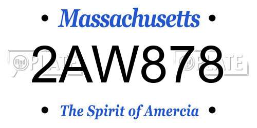 2AW878 Massachusetts License Plate