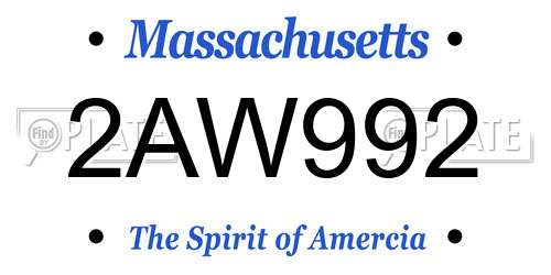 2AW992 Massachusetts License Plate