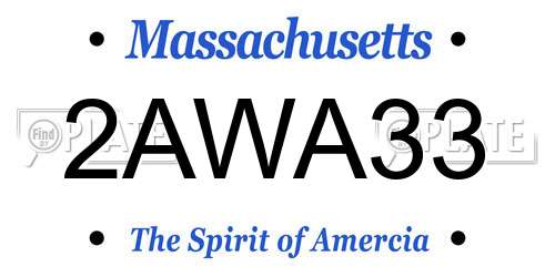 2AWA33 Massachusetts License Plate